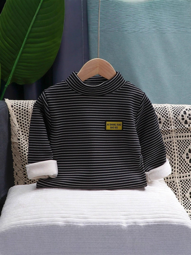 Children's autumn and winter base layers for boys, girls, and warm underwear, fleece-lined thickened shirts