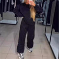Women's casual round neck, long sleeves drawstring and leg two-piece suit