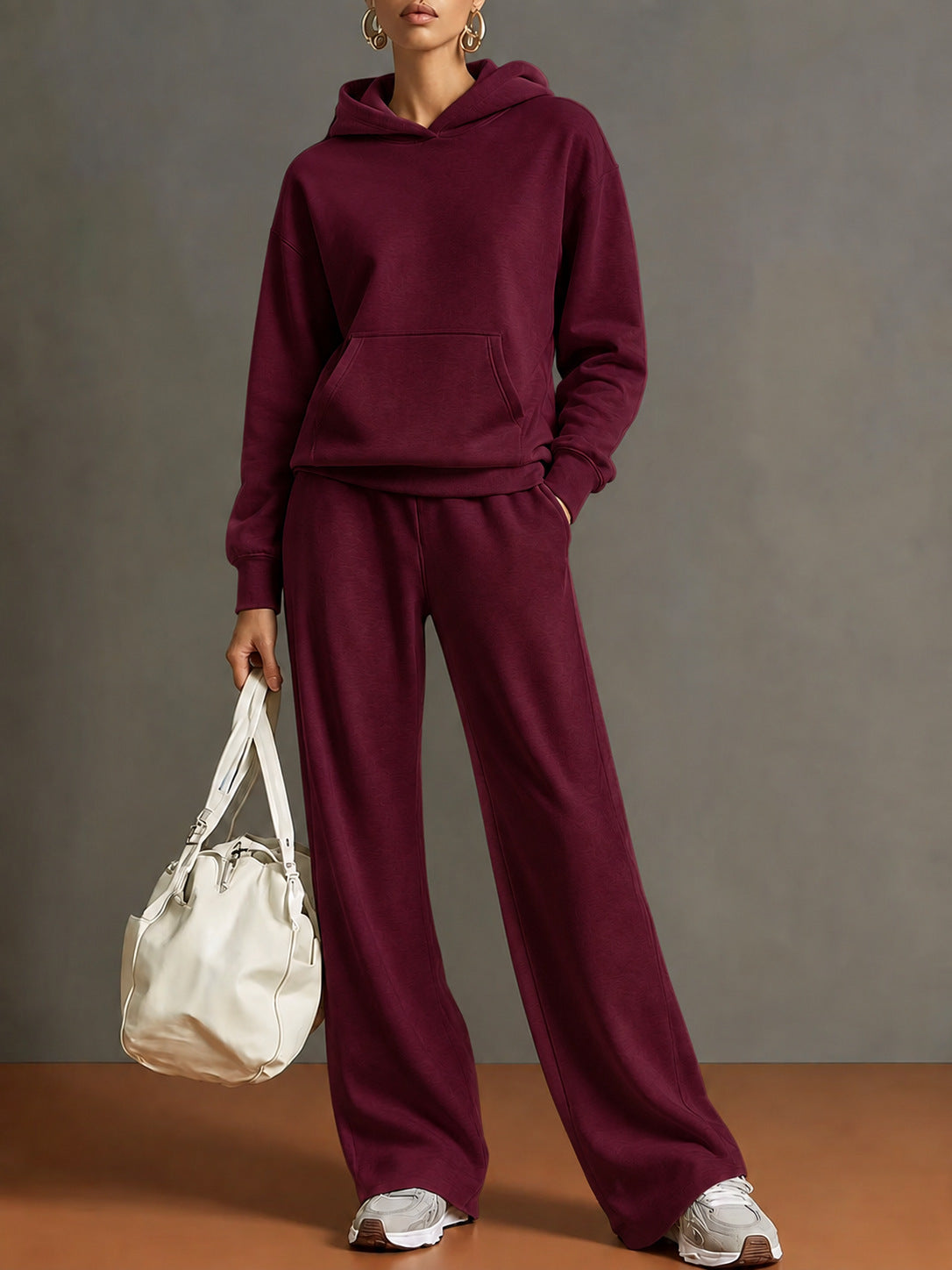 2026 Autumn Sweatshirt Set Women's Hooded Loose Drapey Wide-Leg Pants Casual Sports Two-Piece Versatile Set