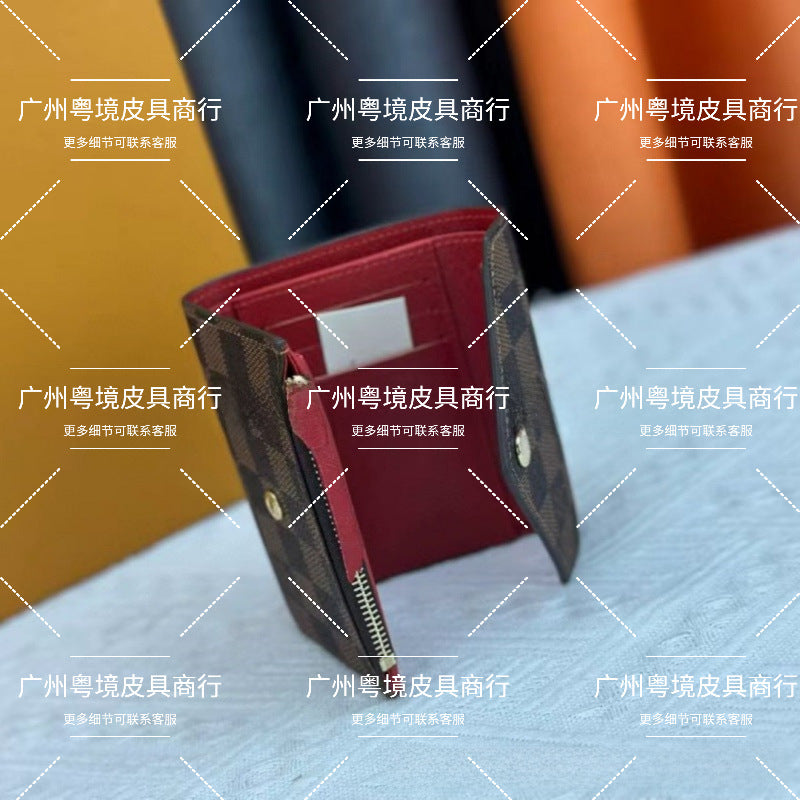 European and American cross-border donkey family women's wallet classic presbyopia tri-fold leather wallet card case multi-functional coin purse women's model