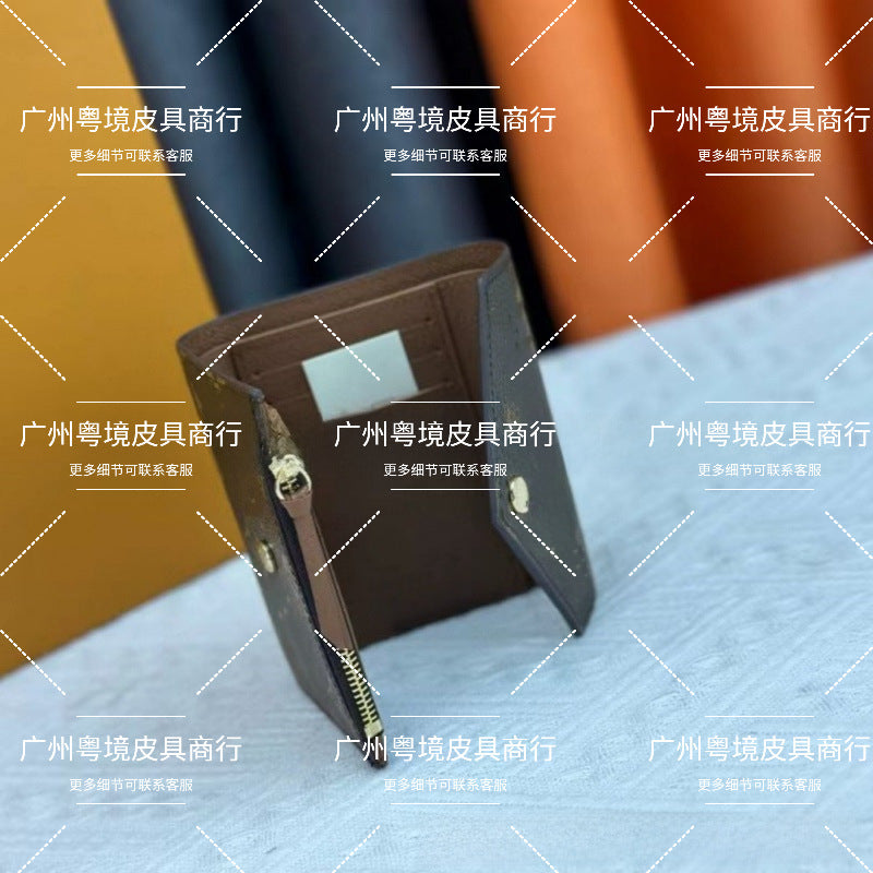 European and American cross-border donkey family women's wallet classic presbyopia tri-fold leather wallet card case multi-functional coin purse women's model