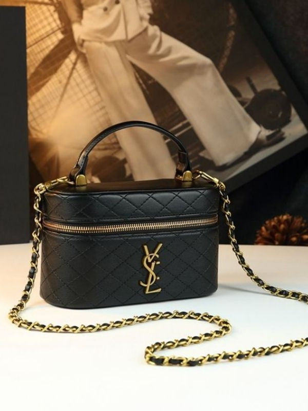 DIY Yangshulin diamond chain bag box cosmetic bag genuine leather versatile handbag single shoulder crossbody women's bag small square bag