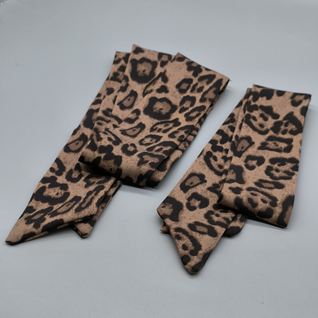 Leopard print silk scarf for women, 2024 autumn/winter new high-end ribbon, pure and alluring style, spicy slim neck warmer