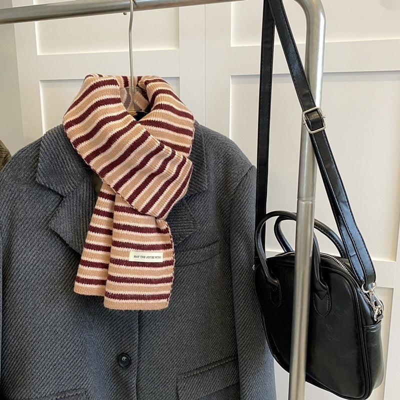 High-quality striped imitation cashmere knitted scarf