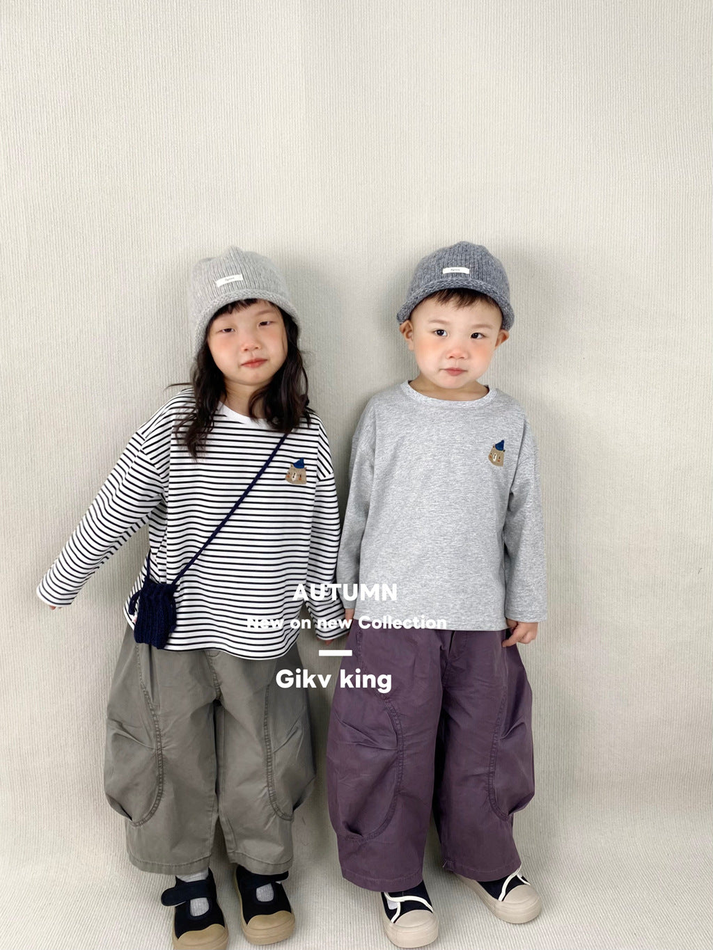 Children's T-shirt long sleeve autumn new Korean version boys' and girls' cartoon embroidered striped base shirt solid color versatile top