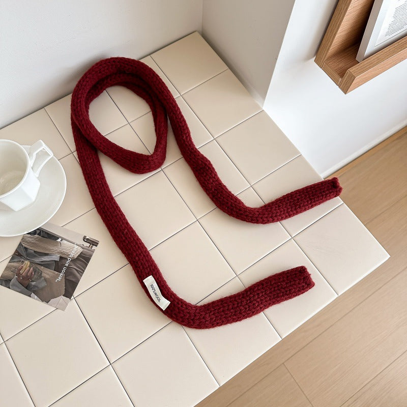 100% wool solid color, thin long long knit scarf