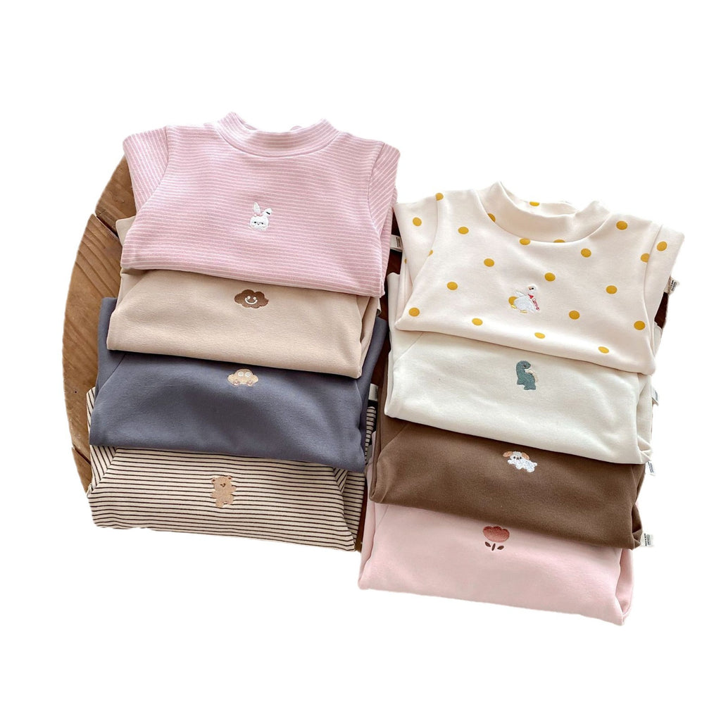 Children's German velvet base shirt 0-5 years old winter small left small right girl foreign style cartoon with boys' winter clothes AY648