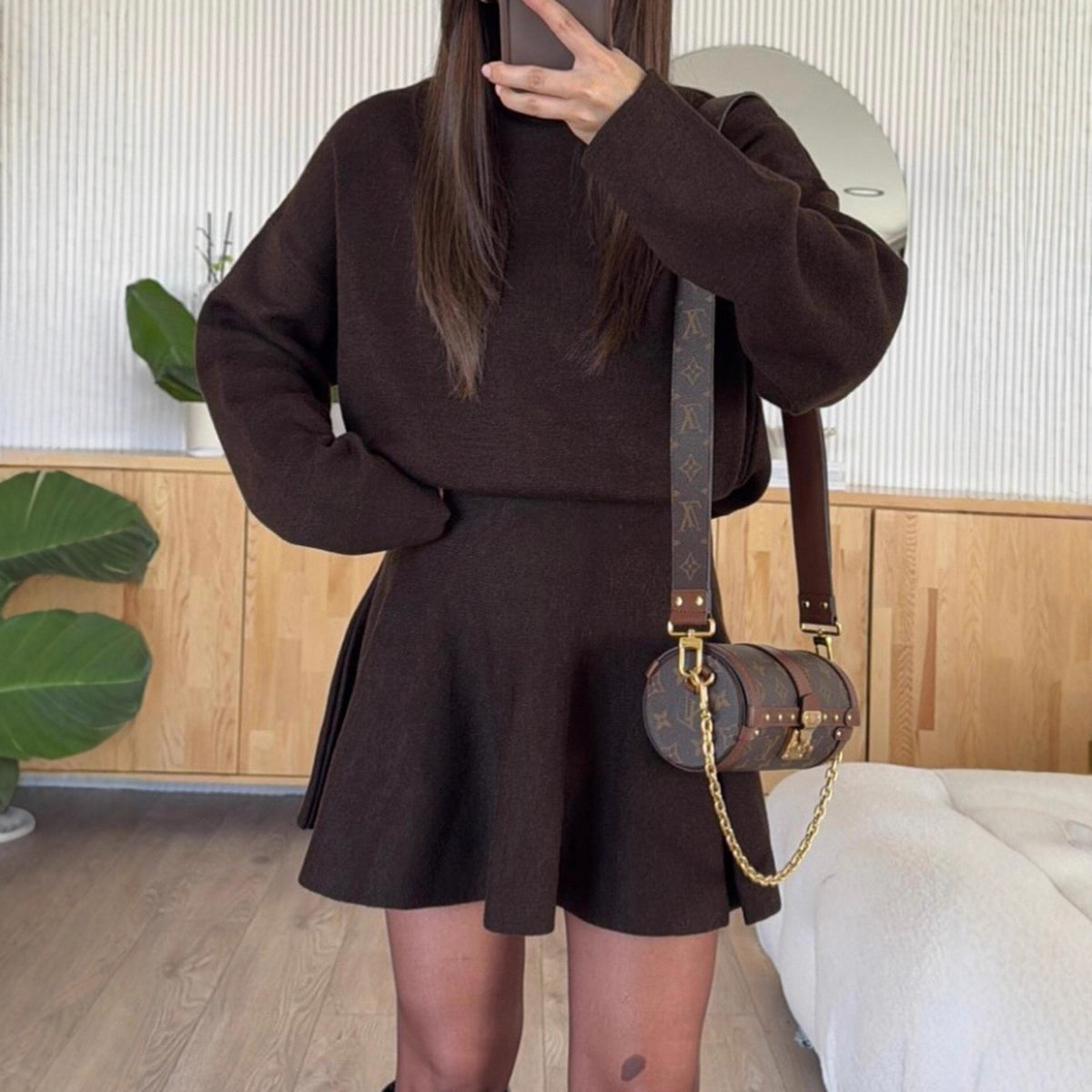 In-stock women's Korean sportswear set, elegant knit TK autumn/winter European and American women's new two-piece set