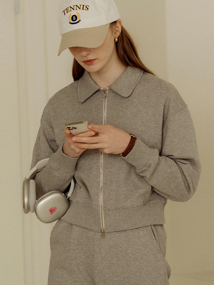 [Clearance Sale] Sweatshirt Set with Fleece, Women's Autumn/Winter Fashionable Casual Collared Sweatpants Sports Two-Piece Set