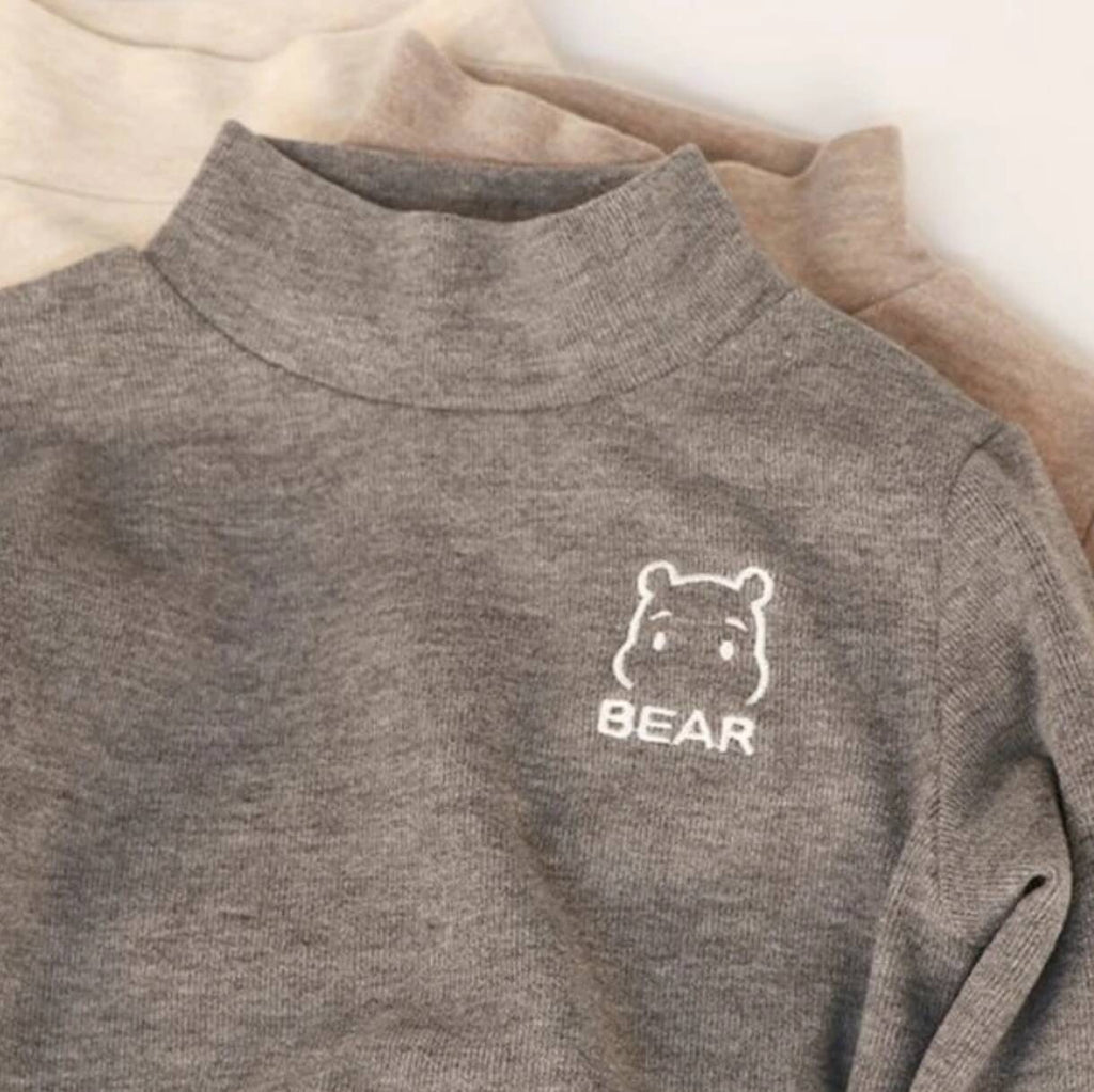 Children's fleece base shirt, new boys' and girls' semi-turtleneck warm inner tops, children's baby T-shirts with long sleeves