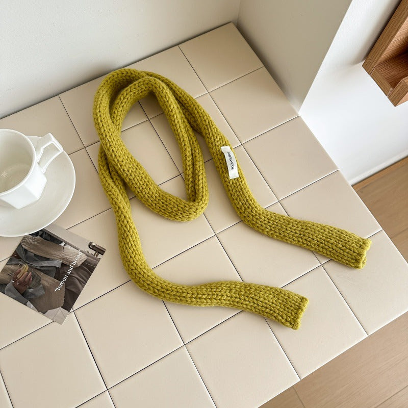 100% wool solid color, thin long long knit scarf
