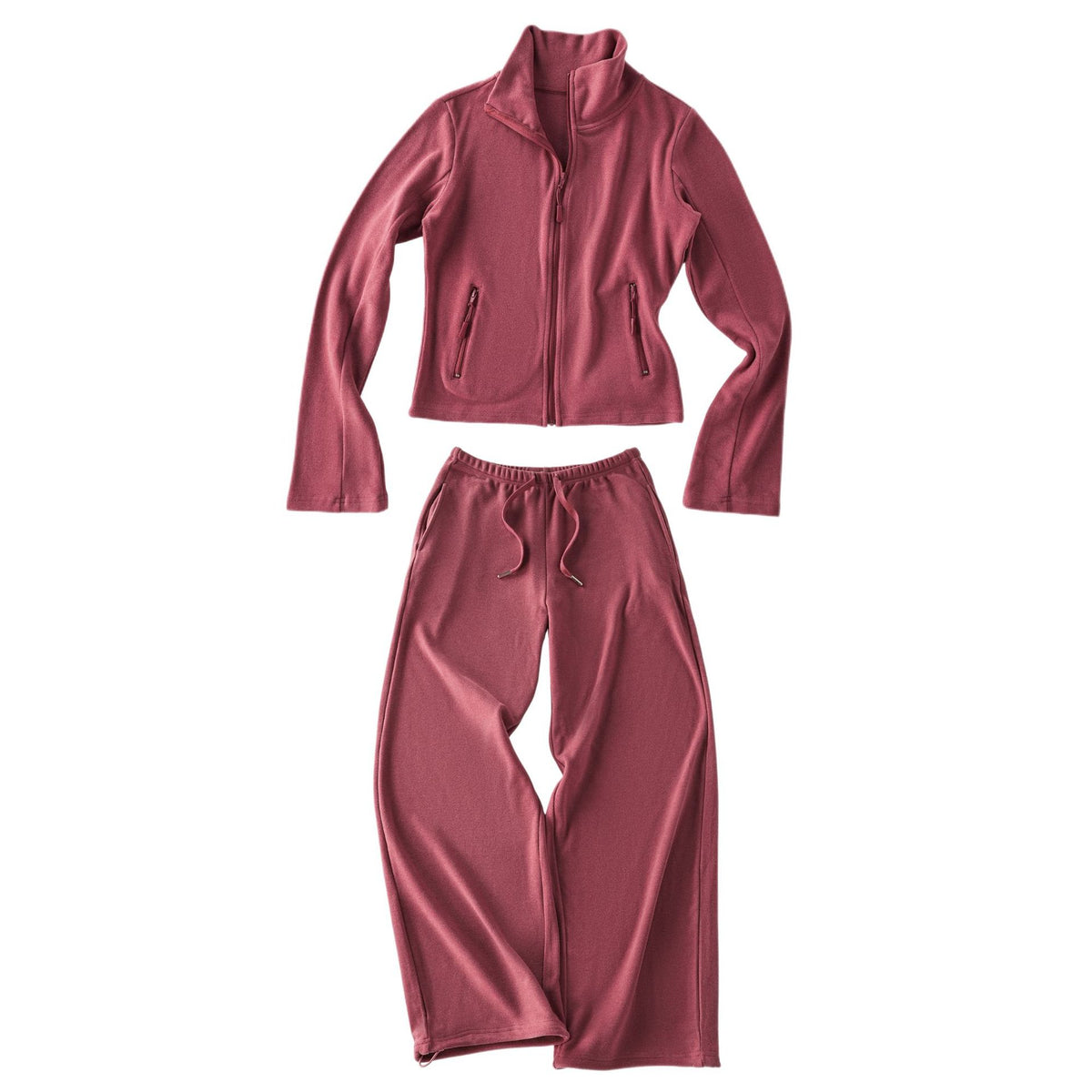 pokiovo high-end outfit, stand collar, slim fit women's jacket, floor-length pants, autumn casual sweatshirt, two-piece sweatpants