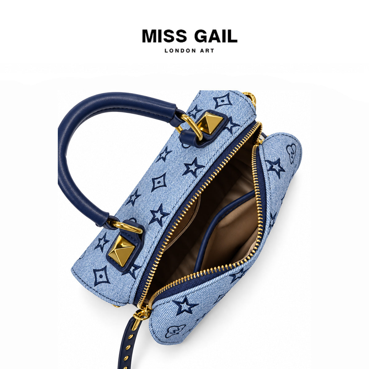 Vintage denim embroidered women's high-end pillow bag