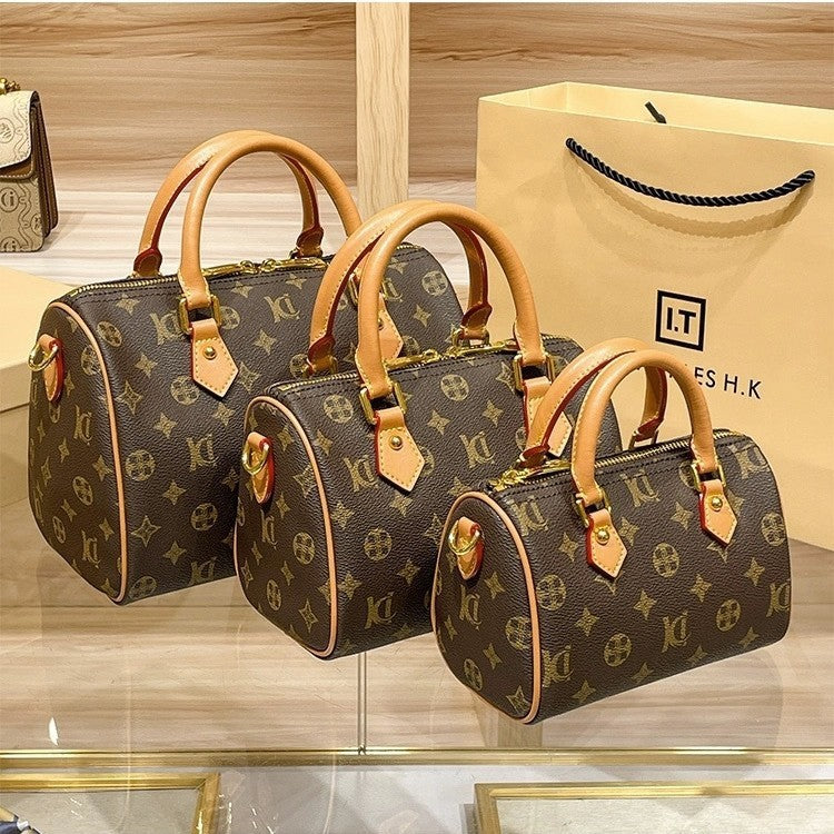 Physical item with label: L pillow bag chip new Speedy genuine leather V Boston fashion crossbody hand-held printed bag