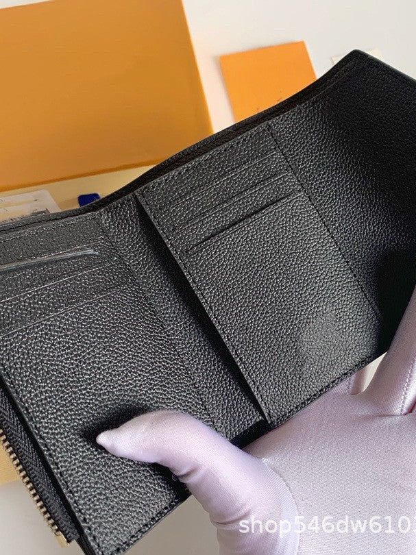 Foreign trade cross-border women's wallet tri-fold short embossed diamond pattern wallet fashionable classic multi-function card case simple