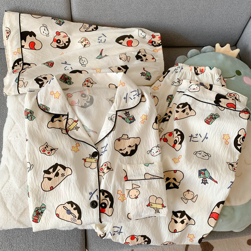 2025 New HelloKitty Cotton Gauze Pajamas Women's Summer Short Sleeve Long Pants Three-Piece Loungewear