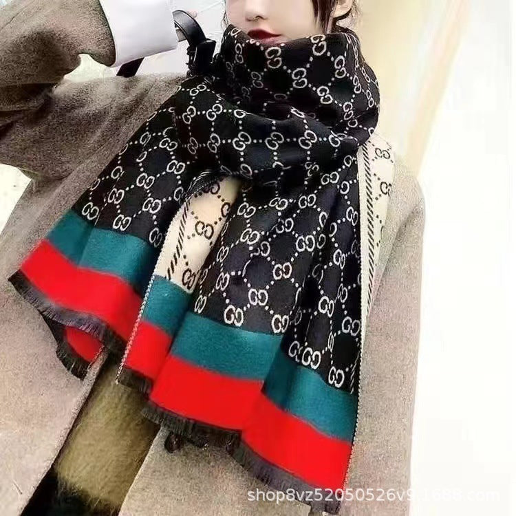 Autumn and winter scarf, new Korean version of Dongdaemun trendy warm scarf, women's shawl, dual-purpose fashion, high-end versatile