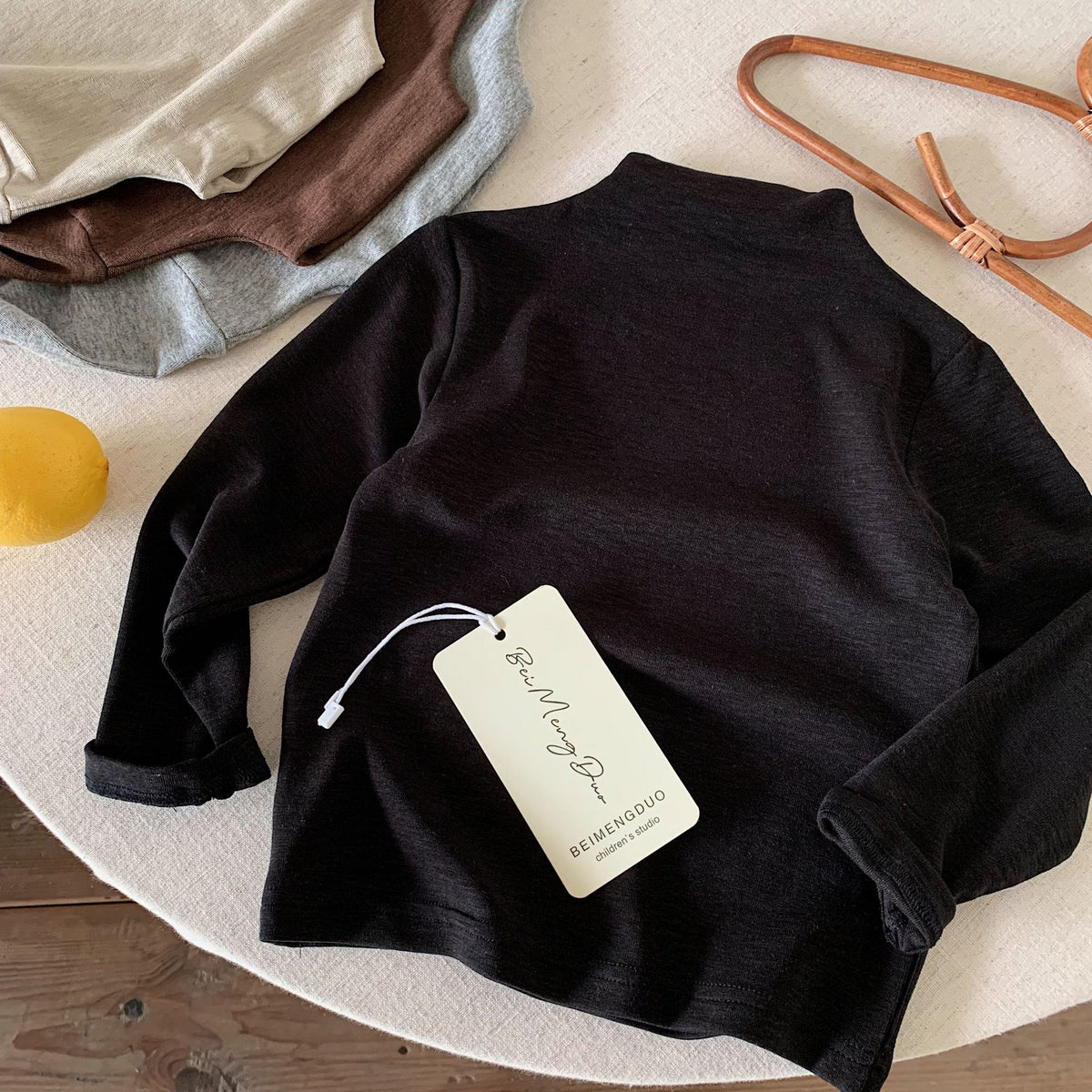 2026 Autumn New Korean-style Children's Multi-Color Off-Shoulder Base Shirt Stretch Skin-Friendly Solid Color Top for Boys and Girls