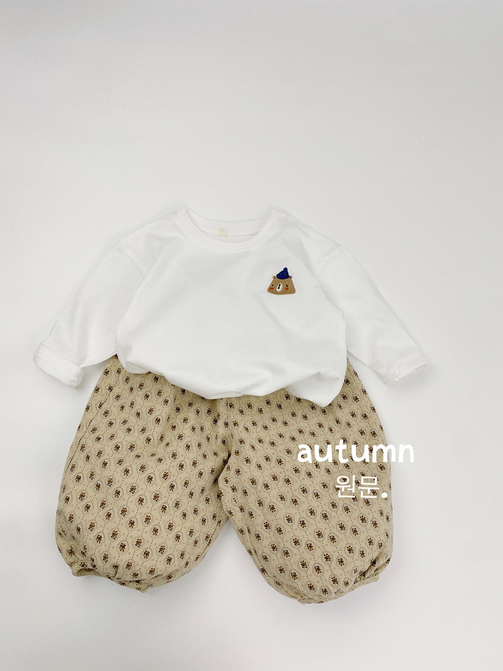 Children's T-shirt long sleeve autumn new Korean version boys' and girls' cartoon embroidered striped base shirt solid color versatile top