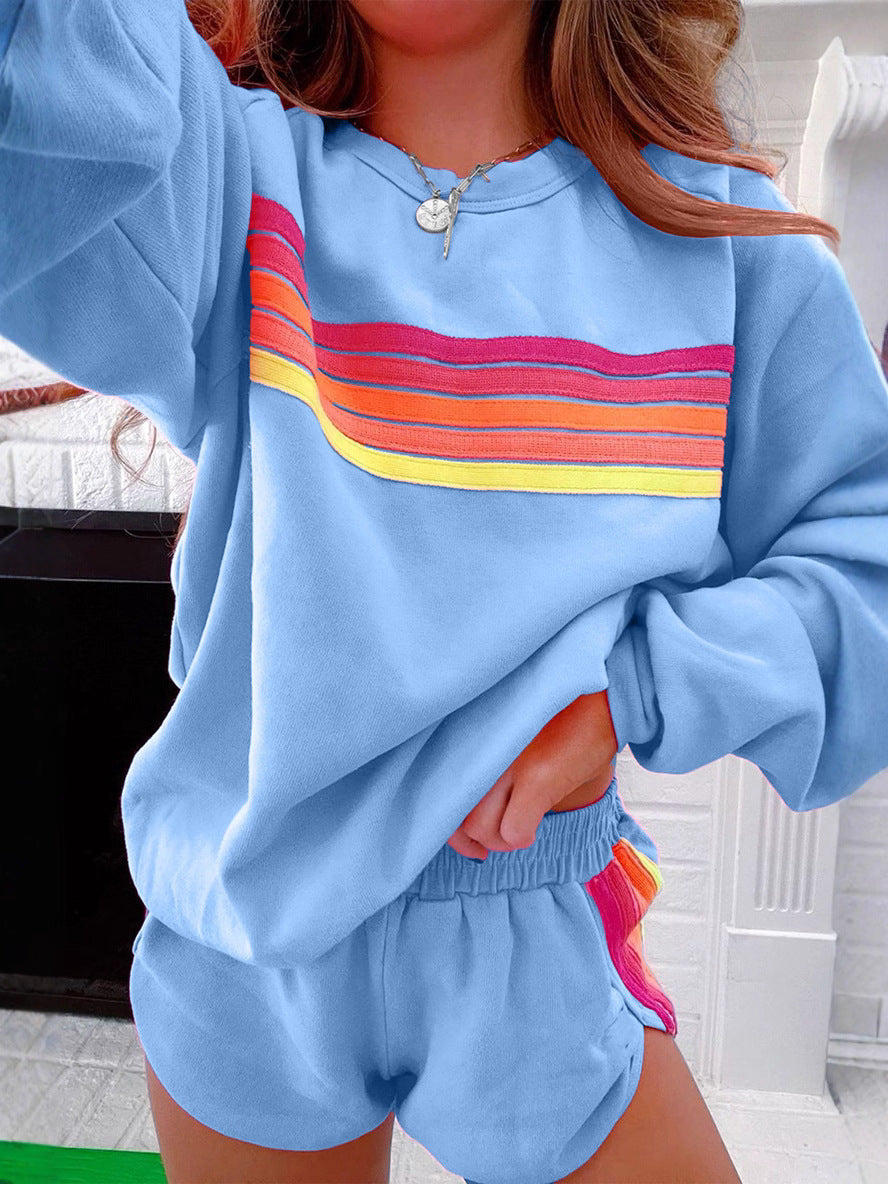 2025 Autumn and Winter European and American Contrast Webbing Set Women's Cross-border Independent Station Cross-border Hot Selling Autumn New Home Suit Women