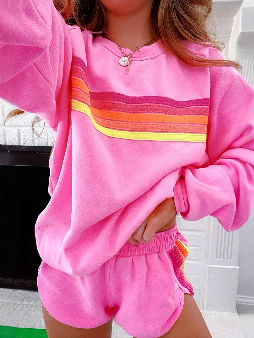 2025 Autumn and Winter European and American Contrast Webbing Set Women's Cross-border Independent Station Cross-border Hot Selling Autumn New Home Suit Women