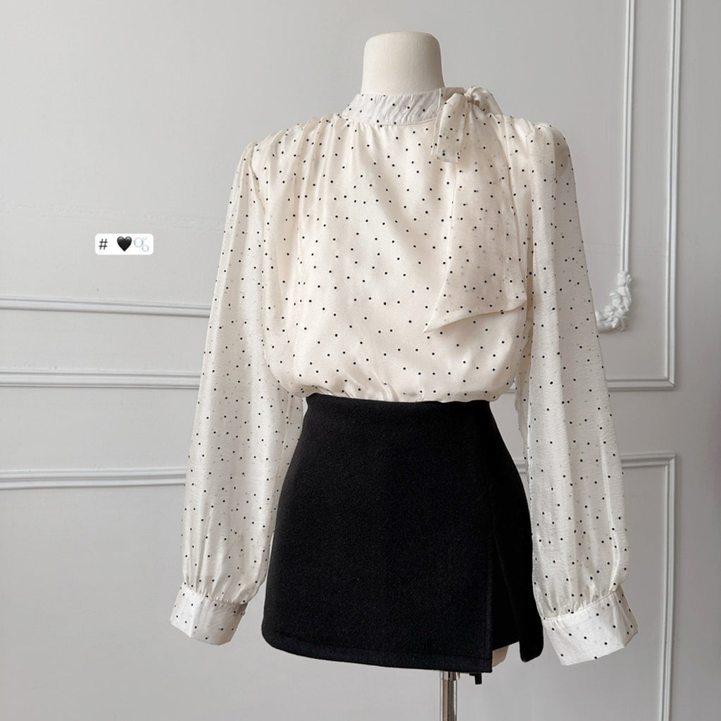 High-end double-slit woolen skirt, feminine temperament, versatile trouser skirt, anti-light skirt, high-waisted A-line skirt