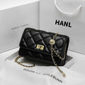 Small fragrance style leather large plaid crossbody bag one-shoulder women's diamond gold ball chain bag versatile small square bag diamond checkered