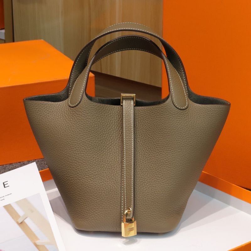 High version full set of packaging, first layer cowhide vegetable basket bag, fashionable and versatile bucket bag, leather simple handbag, women