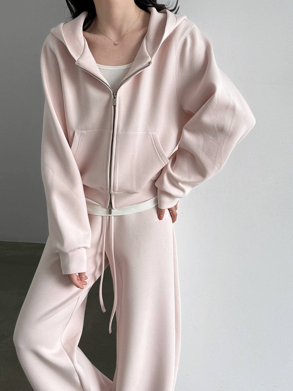 Luxi Lazy Hooded Sweatshirt Jacket Wide-Leg Long Pants Women's Autumn/Winter Commuting Slimming Sports Casual Set 21129