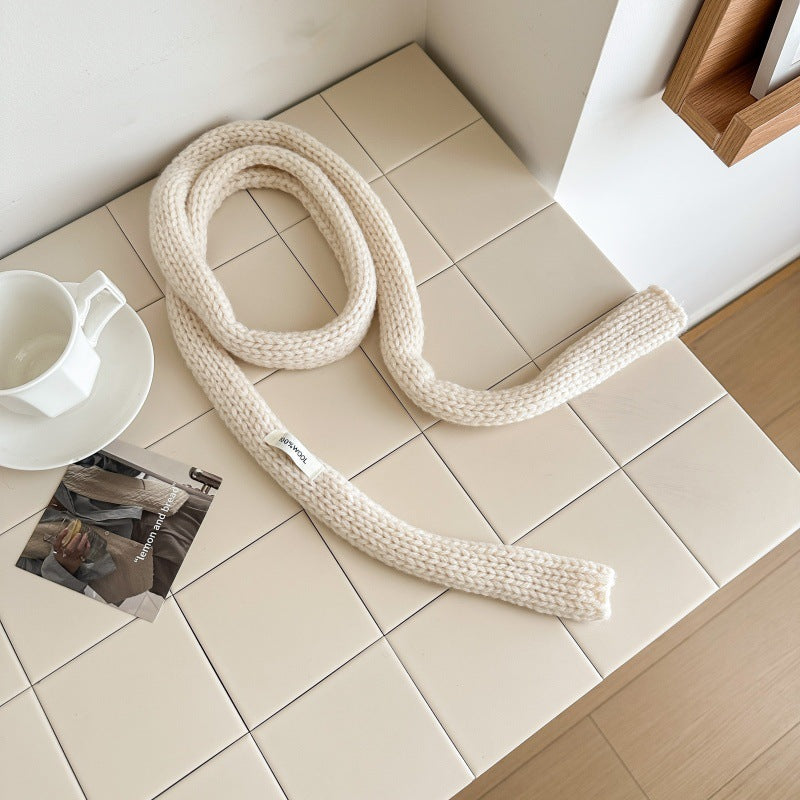 100% wool solid color, thin long long knit scarf