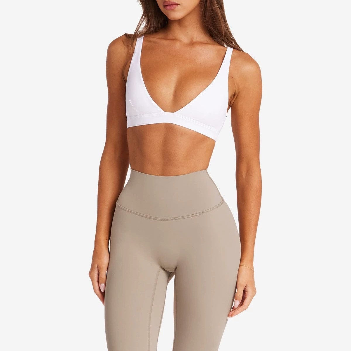 Foreign trade cross-border European and American yoga V-neck bra women's shockproof gathering bra high elasticity quick dry buttocks lifting sports fitness pants