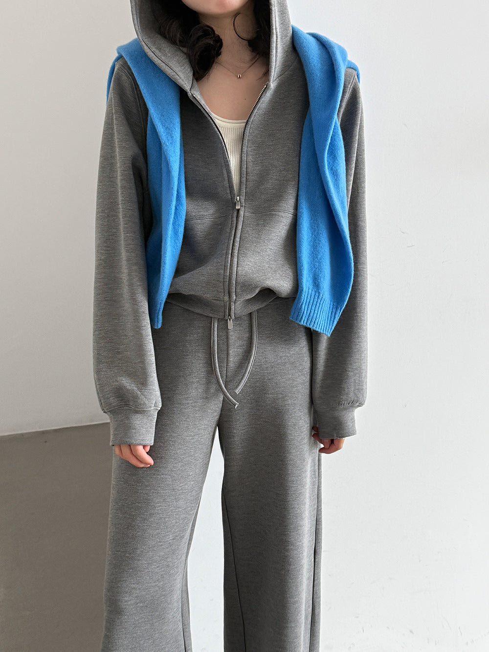Luxi Lazy Hooded Sweatshirt Jacket Wide-Leg Long Pants Women's Autumn/Winter Commuting Slimming Sports Casual Set 21129
