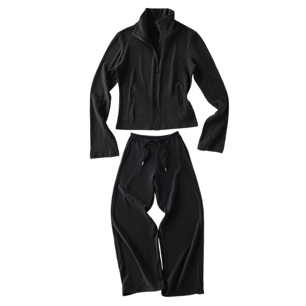 pokiovo high-end outfit, stand collar, slim fit women's jacket, floor-length pants, autumn casual sweatshirt, two-piece sweatpants