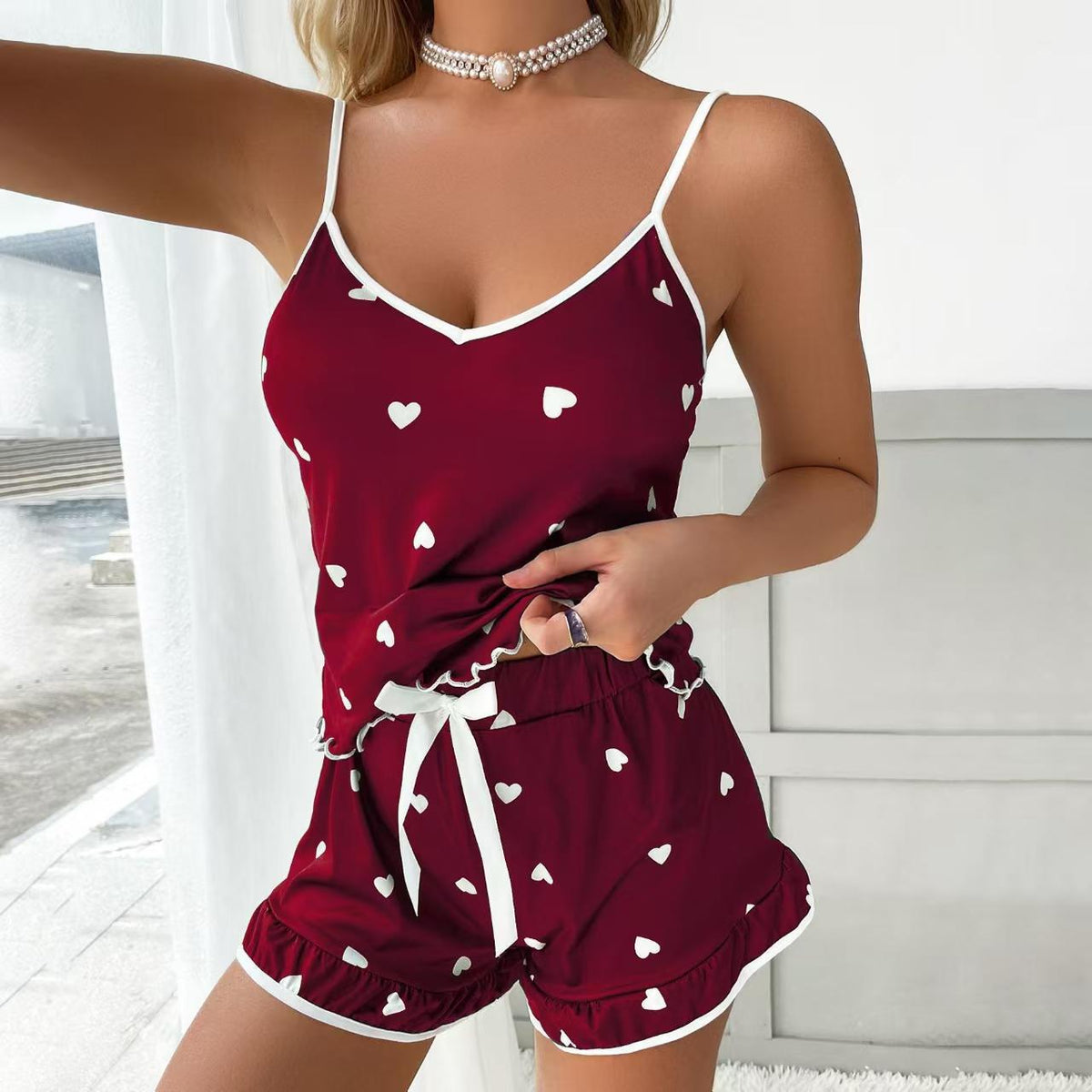 Cross-border hot sale European and American summer women's pajamas two-piece set sexy casual camisole, shorts, loungewear set batch