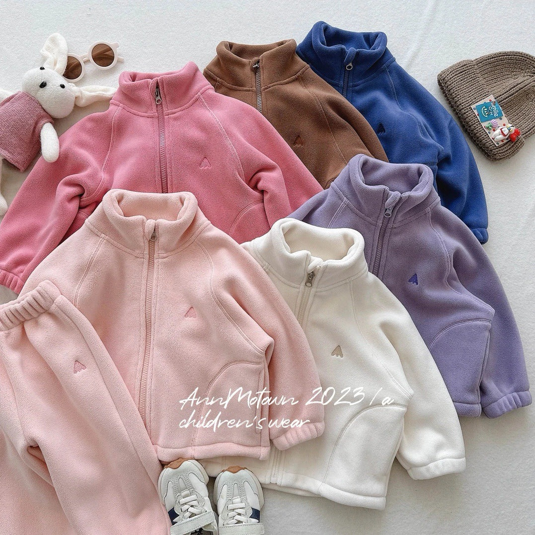 Sweet Xiaosi children's and girls' set, autumn/winter 2026 new little girl fleece jacket, children's fleece-lined warmth