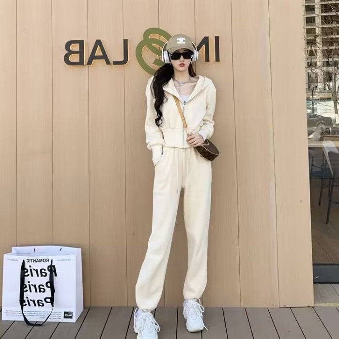 Salt sportswear suit women's spring and autumn new Korean version of student slimming loose fashion sweatshirt casual two-piece set