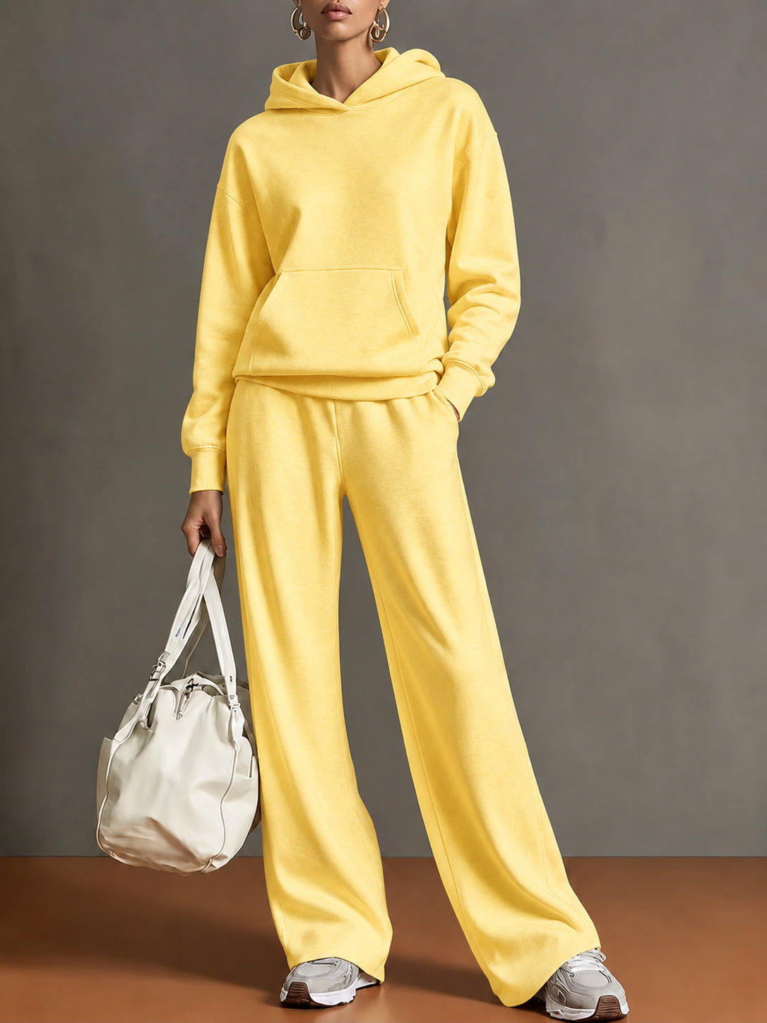 2026 Autumn Sweatshirt Set Women's Hooded Loose Drapey Wide-Leg Pants Casual Sports Two-Piece Versatile Set