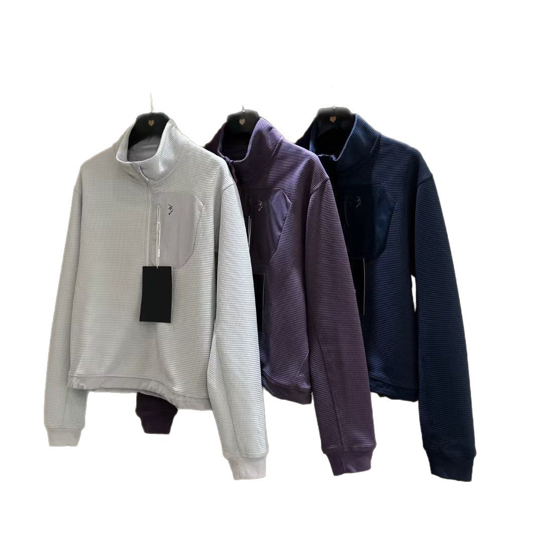 Autumn women's half-zipper sweatshirt, outdoor commuting sports, simple casual slim-fit long-sleeve top