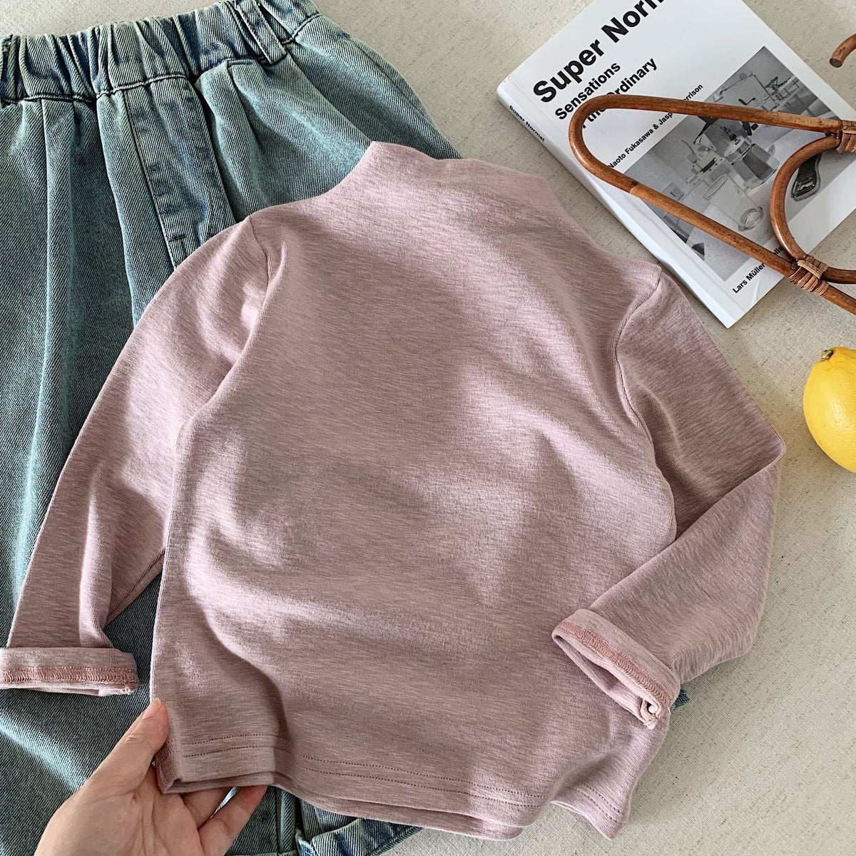 2026 Autumn New Korean-style Children's Multi-Color Off-Shoulder Base Shirt Stretch Skin-Friendly Solid Color Top for Boys and Girls