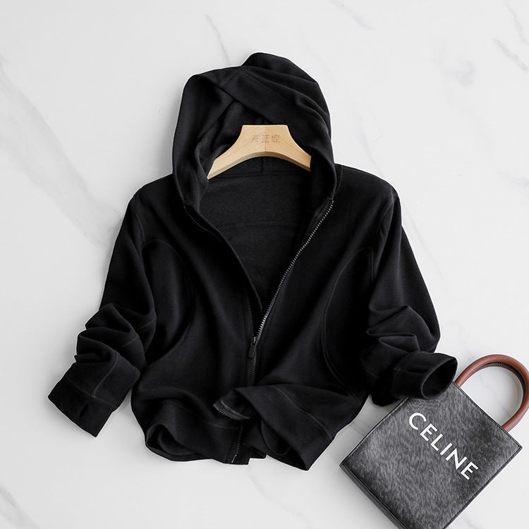Comfortable fried with wool mulberry silk soft glutinous hood stand-up collar zipper jacket straight trouser set women's autumn 093