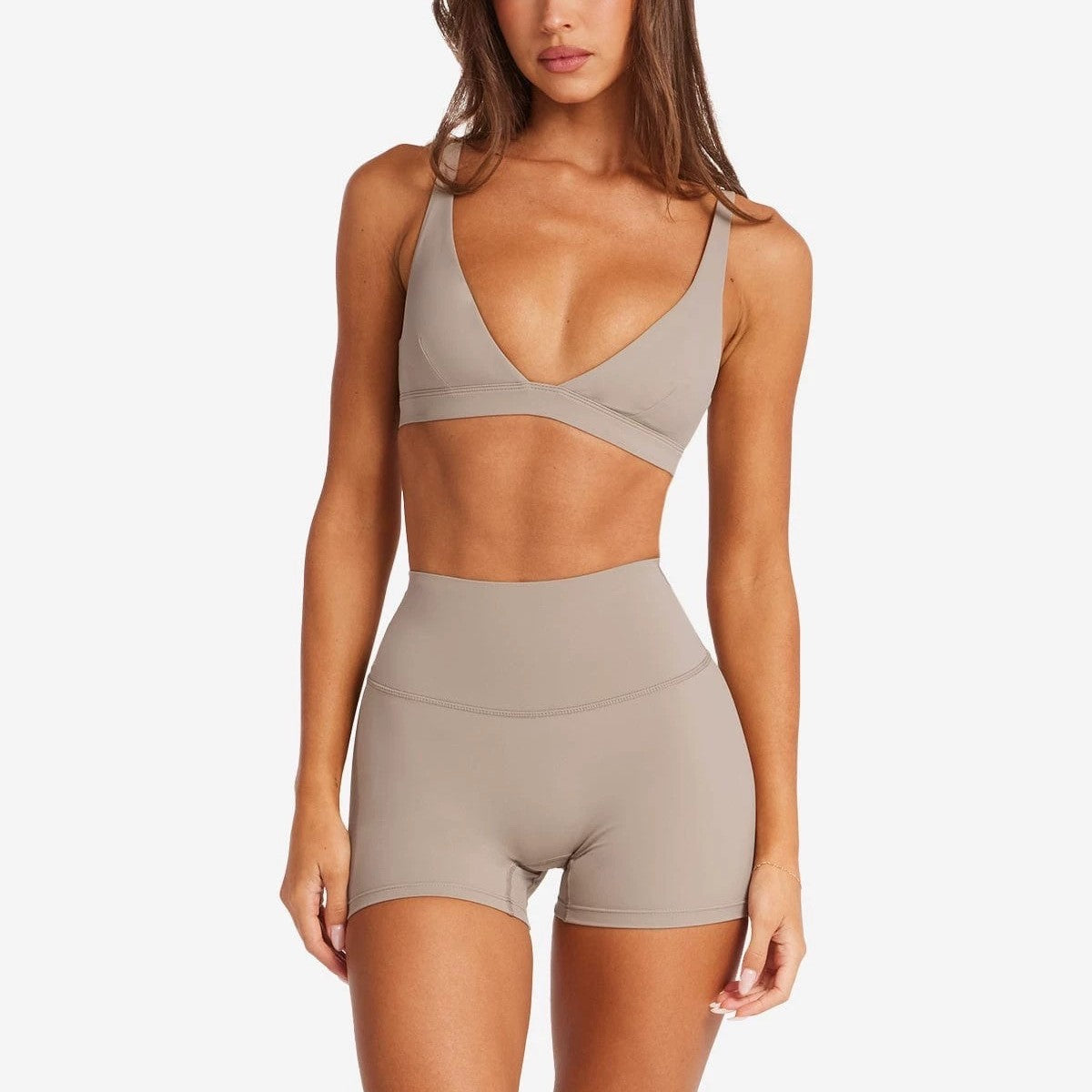 Foreign trade cross-border European and American yoga V-neck bra women's shockproof gathering bra high elasticity quick dry buttocks lifting sports fitness pants