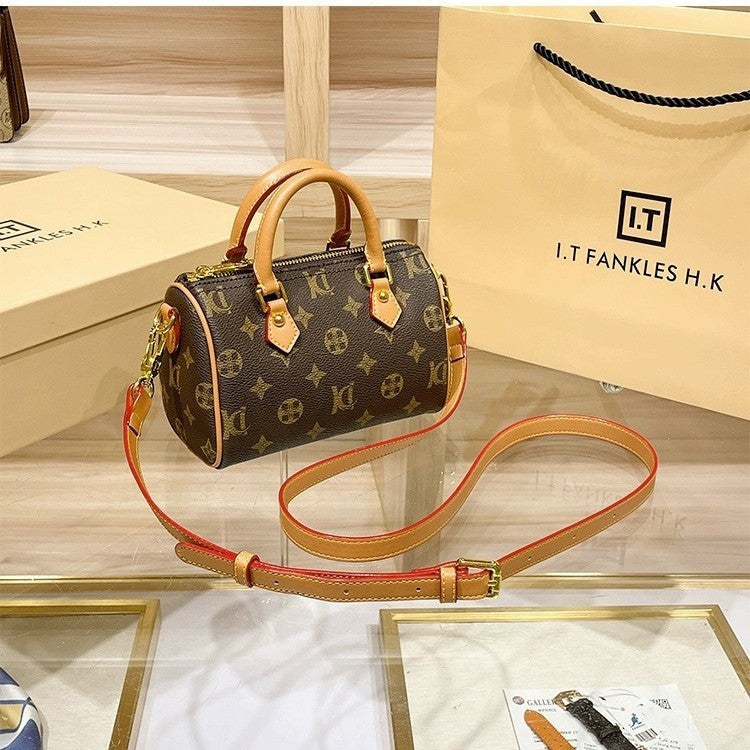 Physical item with label: L pillow bag chip new Speedy genuine leather V Boston fashion crossbody hand-held printed bag