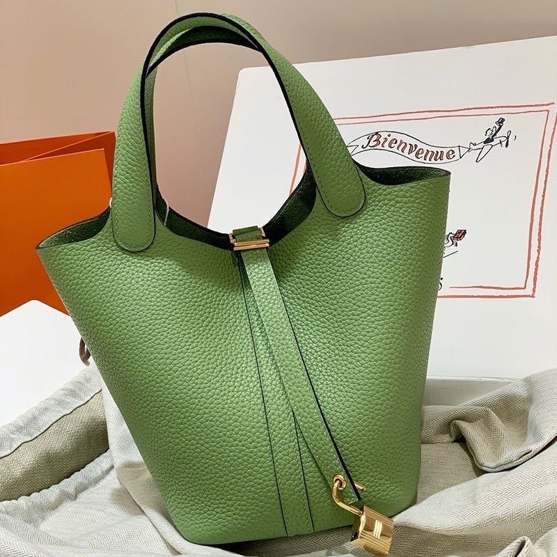 High version full set of packaging, first layer cowhide vegetable basket bag, fashionable and versatile bucket bag, leather simple handbag, women