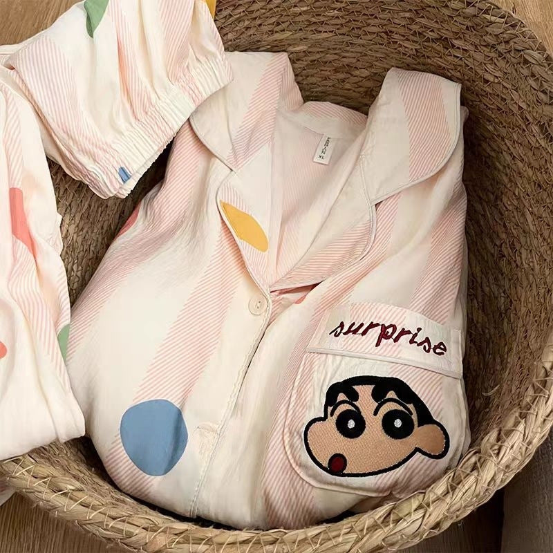 2025 New HelloKitty Cotton Gauze Pajamas Women's Summer Short Sleeve Long Pants Three-Piece Loungewear