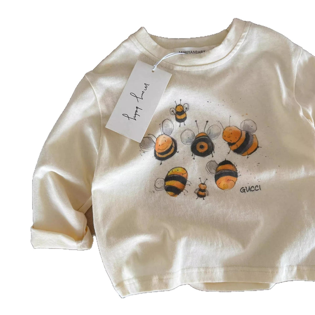 Tongxingyuan children's cartoon T-shirt, spring/autumn new boys' tops, baby long-sleeve trendy girls' base shirt, pure cotton T-shirt