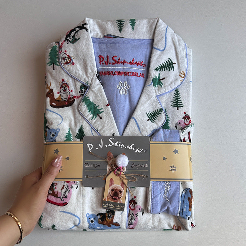 Strong push ~ foreign trade light luxury pjs pajamas spring and autumn sanded cotton pajamas women's long sleeves and pants loungewear pajama sets