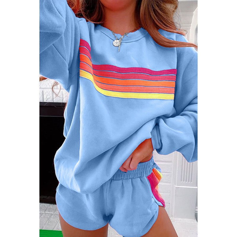 2025 Autumn and Winter European and American Contrast Webbing Set Women's Cross-border Independent Station Cross-border Hot Selling Autumn New Home Suit Women