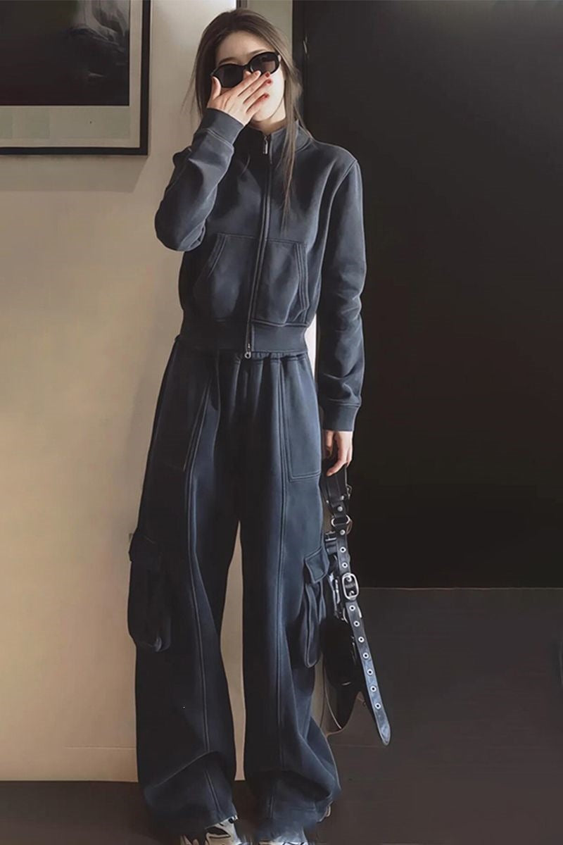 2026 Super Popular Casual Sportswear Set for Women, Spring and Autumn Loose Slimming Fashionable Premium Sweatshirt and Work Pants Two-Piece Set