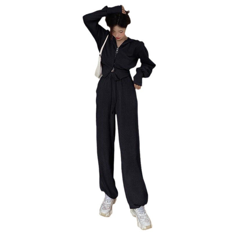 Salt sportswear suit women's spring and autumn new Korean version of student slimming loose fashion sweatshirt casual two-piece set