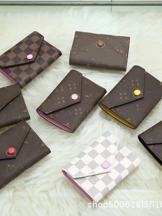 New Three-Fold Lao Huazi Classic European and American Fashion Style Women's Wallet, Coin Purse, Coin Purse 41938 Old Flower Card